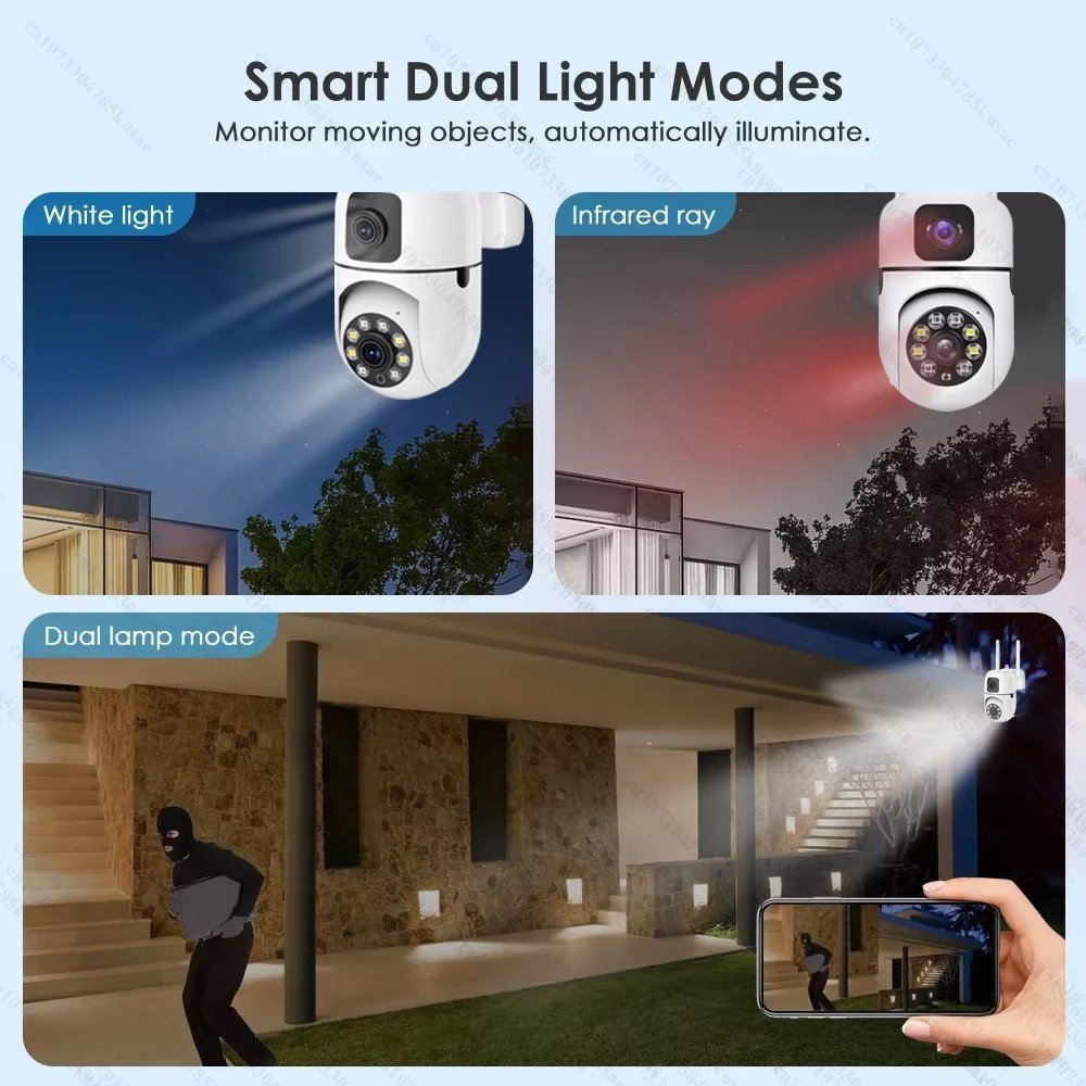 Wireless Camera System Security Camera Indoor Dual Lens 2 Screen Wifi Auto Tracking Color Night Vision Cctv Security Camera