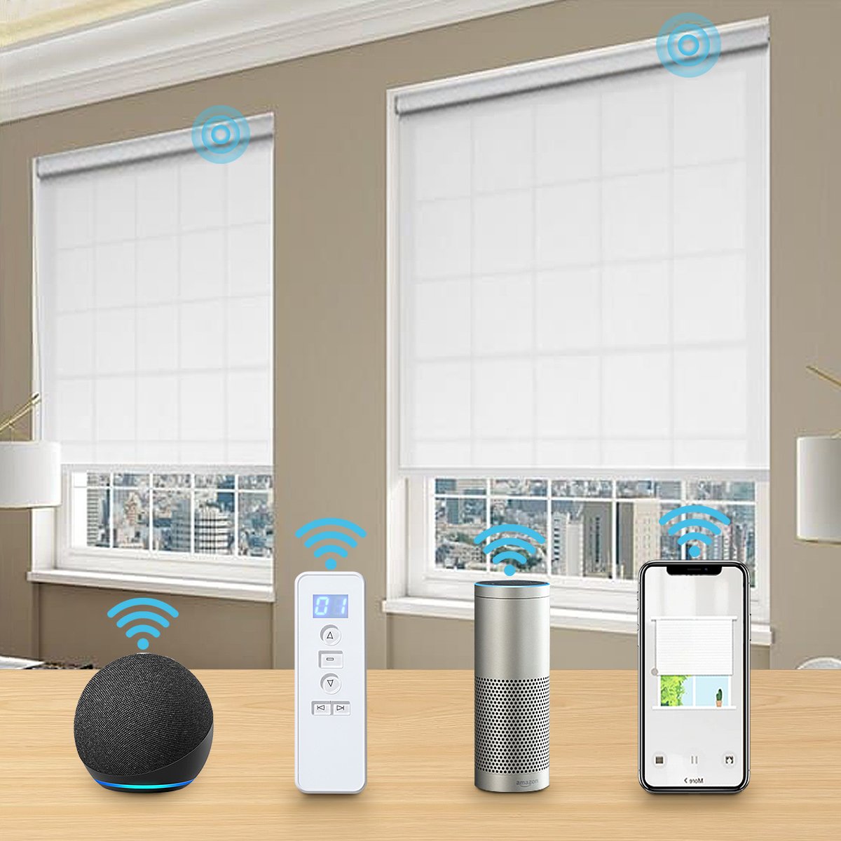 Smar Modern High Quality Remote Control Electric Drive Day and Nigh Blackout Motorized Zebra Roller Blinds for Windows