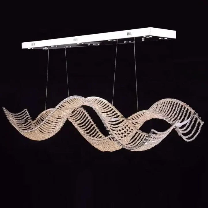 Fashion Personality Chandeliers Dining Room Villa Stair Modern Luxury Crystal Wave Pendant Light