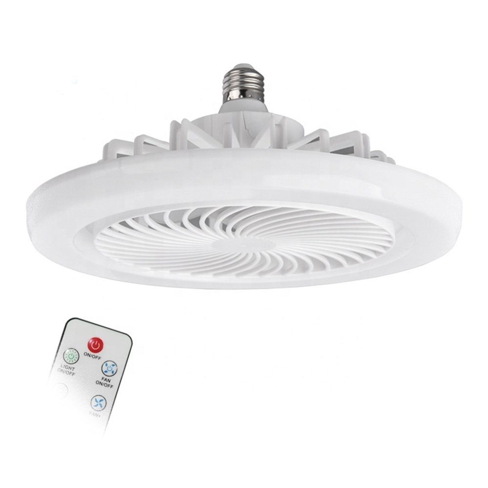 Modern Design New E27 Screw LED White Light Dimming Minifan Remote Control Household Use 85-265V Top Light DC Motor ABS Lamp