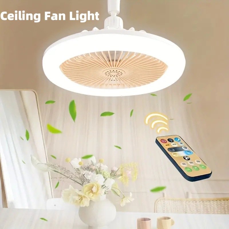 Modern Design New E27 Screw LED White Light Dimming Minifan Remote Control Household Use 85-265V Top Light DC Motor ABS Lamp