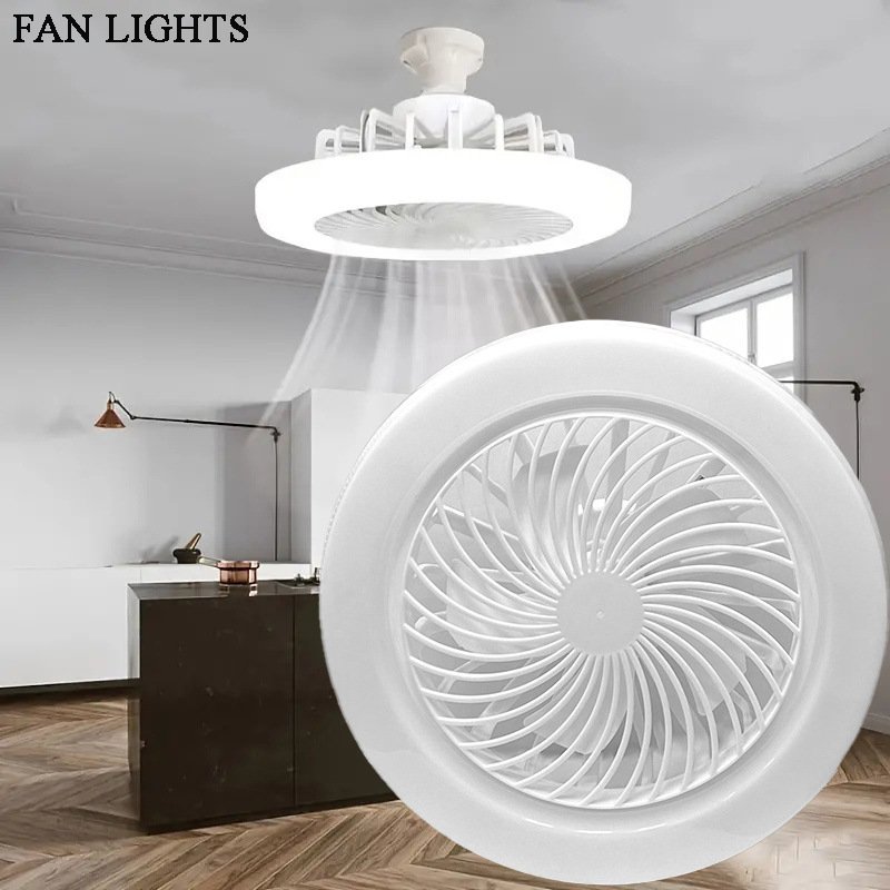 Modern Design New E27 Screw LED White Light Dimming Minifan Remote Control Household Use 85-265V Top Light DC Motor ABS Lamp