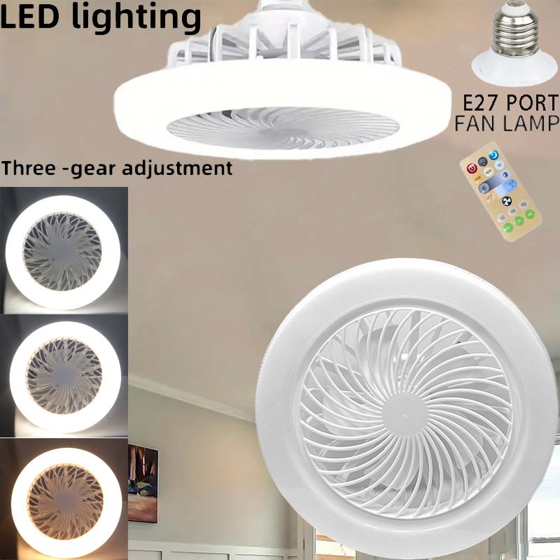 Modern Design New E27 Screw LED White Light Dimming Minifan Remote Control Household Use 85-265V Top Light DC Motor ABS Lamp