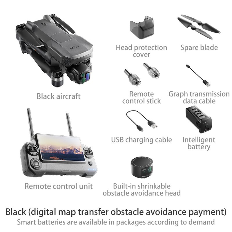 P7 Max 4K 30fps WiFi Remote Control Drone 3-Axis Brushless Gimbal Laser Obstacle Avoidance Long Range 7 Inch Digital SD
