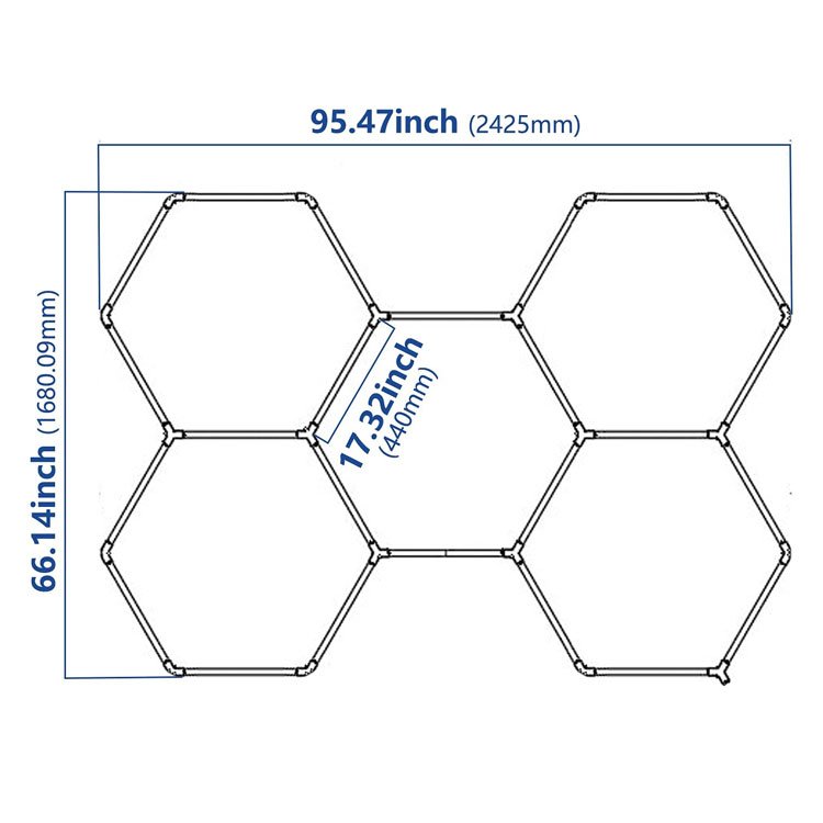 Custom Bezel Blue Red Auto Detailing Workshop Lighting 110-240V LED Hexagonal Ceiling Lights Garage Honeycomb Lights
