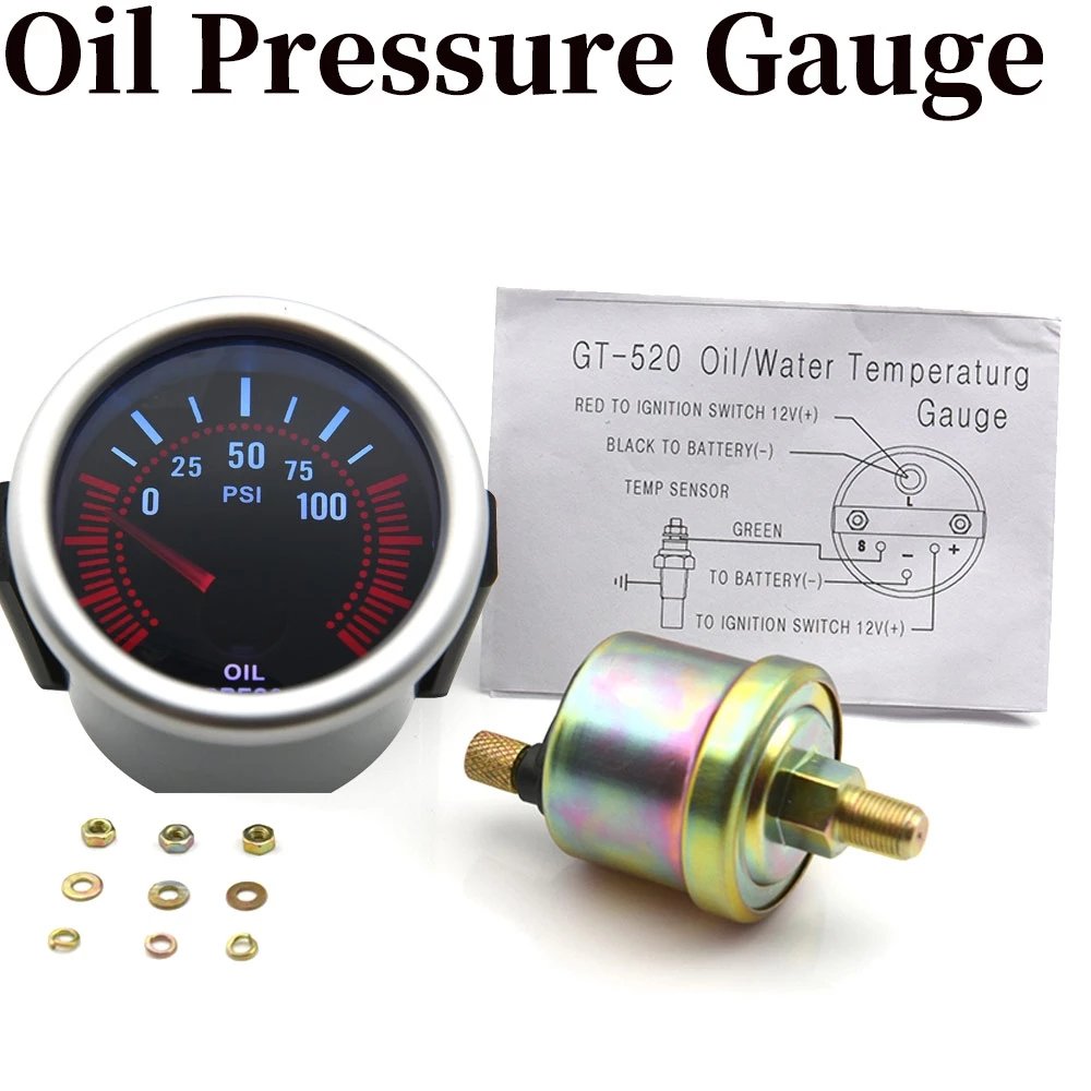 Universal 12V Auto Car 52mm Smoke Len Pointer Boost Gauge -1~0~2 BAR Boost Meter White LED -30~0~30 PSI Tachometer