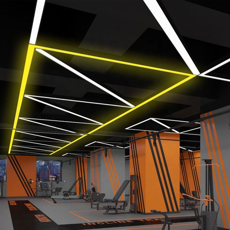 Customized 4ft 8ft Led Shop Light Linkable Seamless Commercial Linear Led Rectangles Pendant Lights for Malls Supermarkets