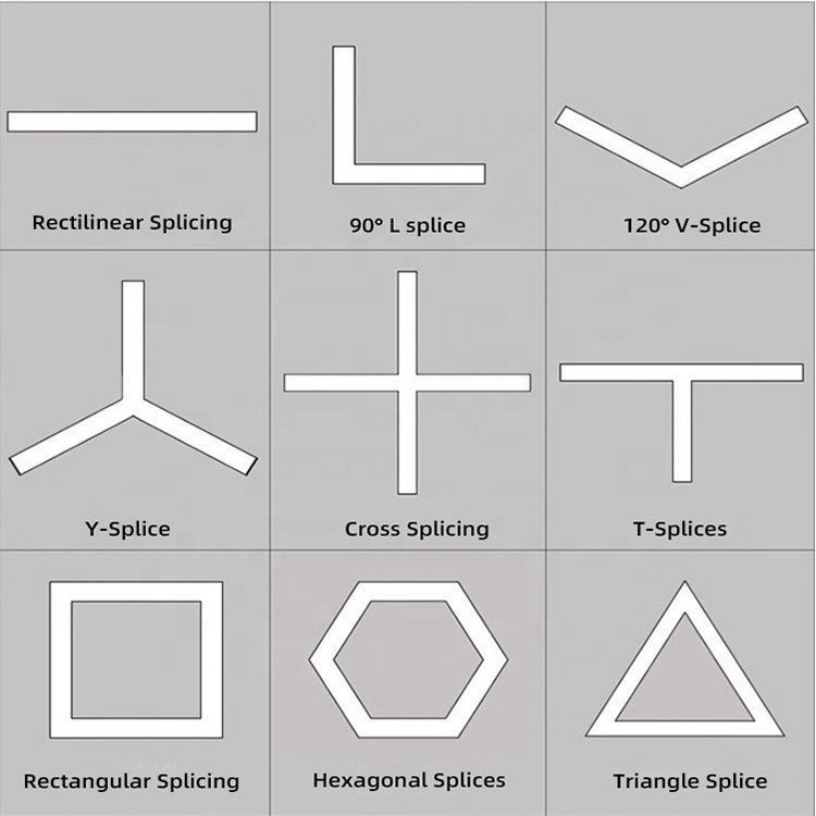 Customized 4ft 8ft Led Shop Light Linkable Seamless Commercial Linear Led Rectangles Pendant Lights for Malls Supermarkets