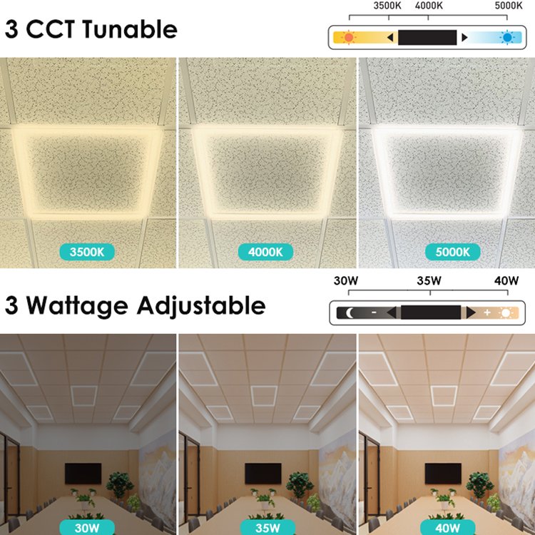 OEM/ODM Custom Recessed Silvair Sensor LED Frame Panel Grid Drop Ceiling Lighting Edge-Lit Panel Light