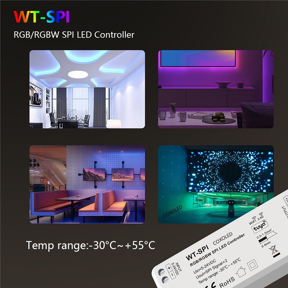 COXO WT-SPI Programmable with Remote Control Ws2812b Flexi Side View Ws2811 with Remote Controller 5-24V RGB RGBW Running Light