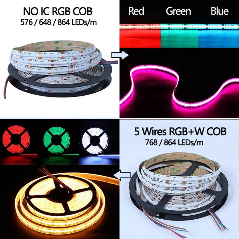 DC24V 864LEDs/m COB LED Tape Color Changing RGB RGBW COB LED Strip Light for Bedroom Living Room Home Indoor Decoration