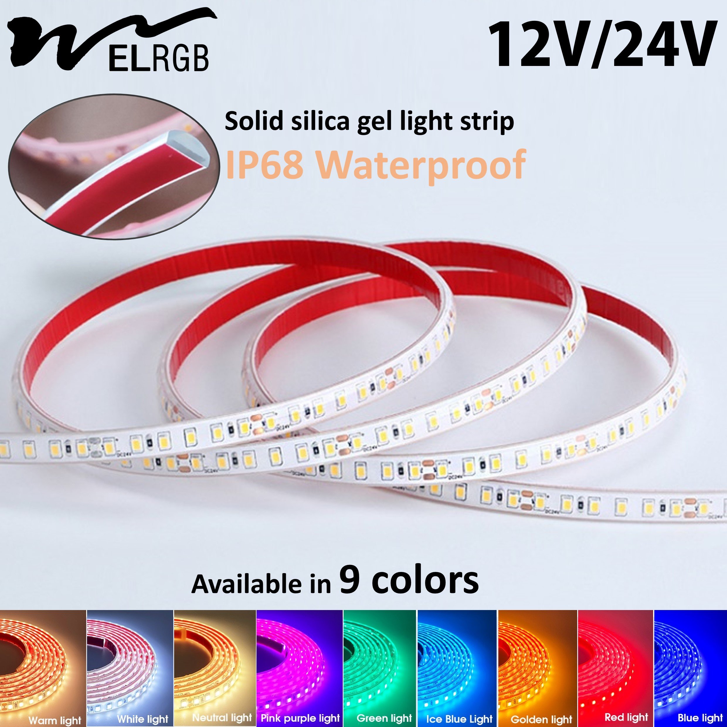 New Design 12V 24V IP68 Waterproof Outdoor LED Smart Strip Lights 120leds/m Sincere Solid Silicone Dimmable Strip Light
