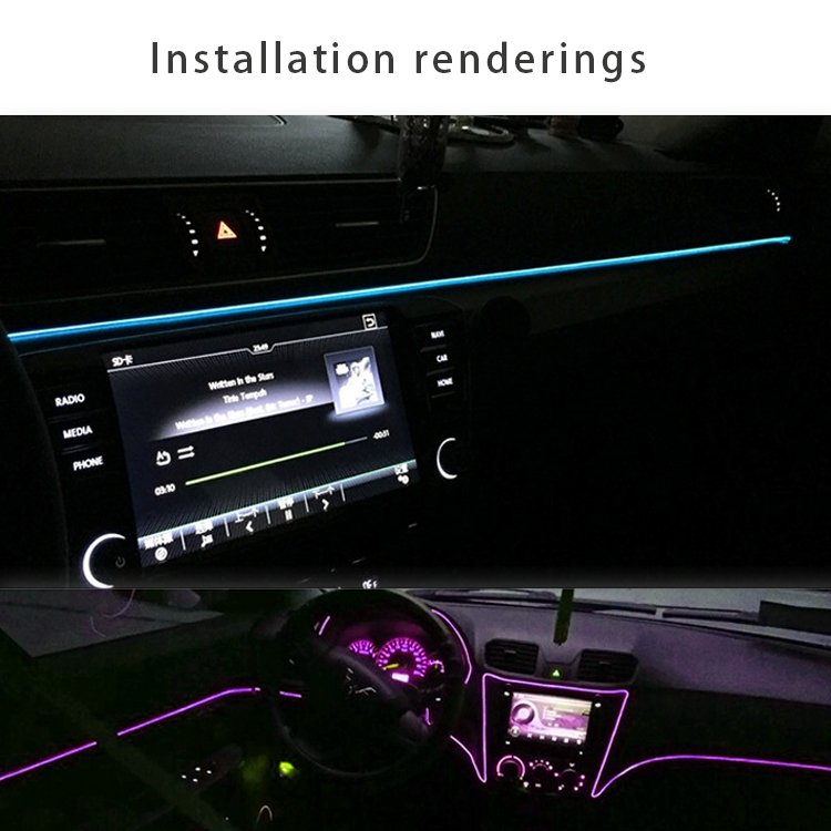 A60 Factory Wholesale New EL Cold Light Line LED Strip Decorative Lamp for Car Interior Ambient Light Auto Light Accessories