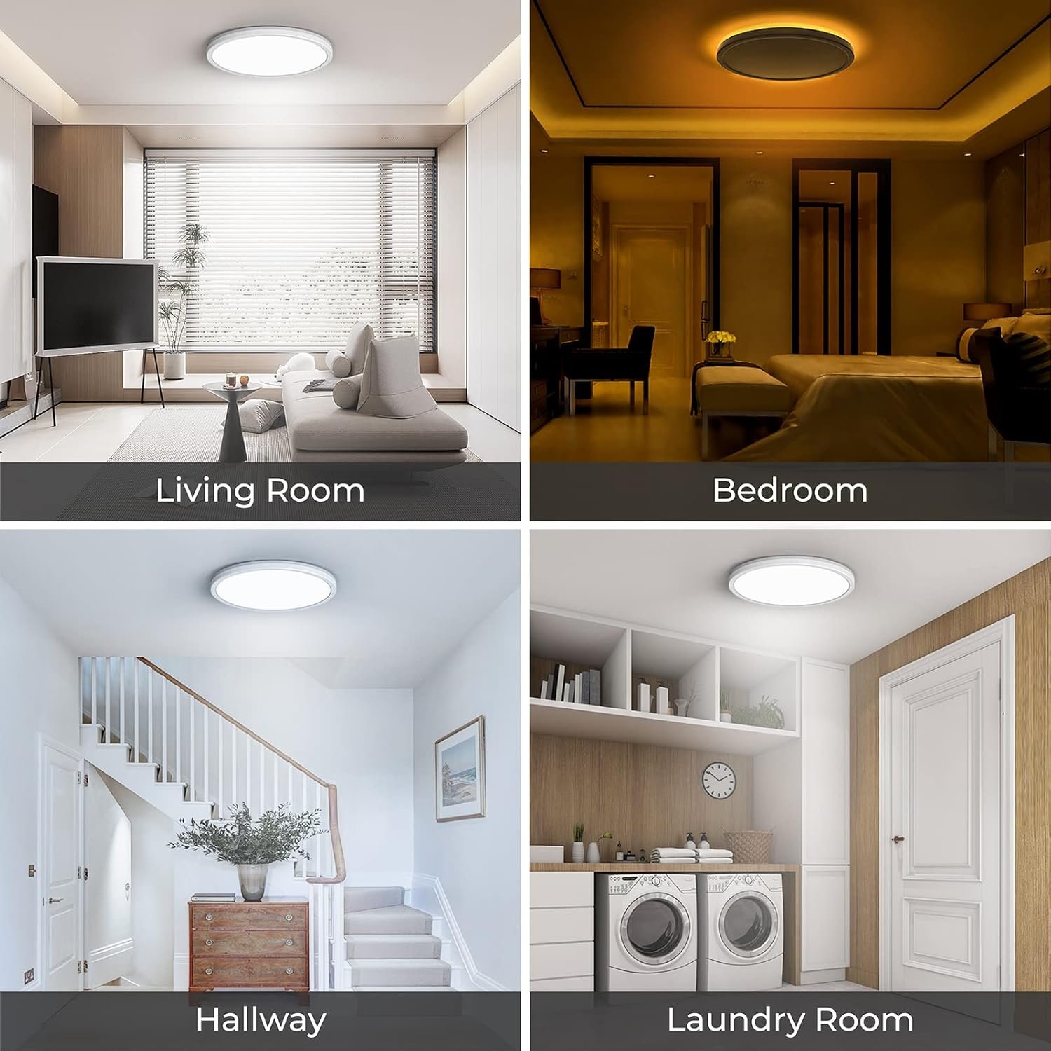 Matane 12 Inch LED Flush Mount Ceiling Light Fixture with Night Light24W 2400LM 3000K/4000K/5000K