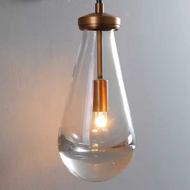 Nordic Brass Glass Raindrop Pendant Light Fixture Teardrop Wall Sconces Kitchen Island Indoor Wall-mounted Wall Lights