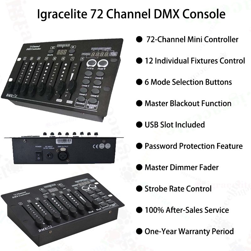 Igracelite Portable Mini Dmx 512 Controller 72 Channel Dmx Console