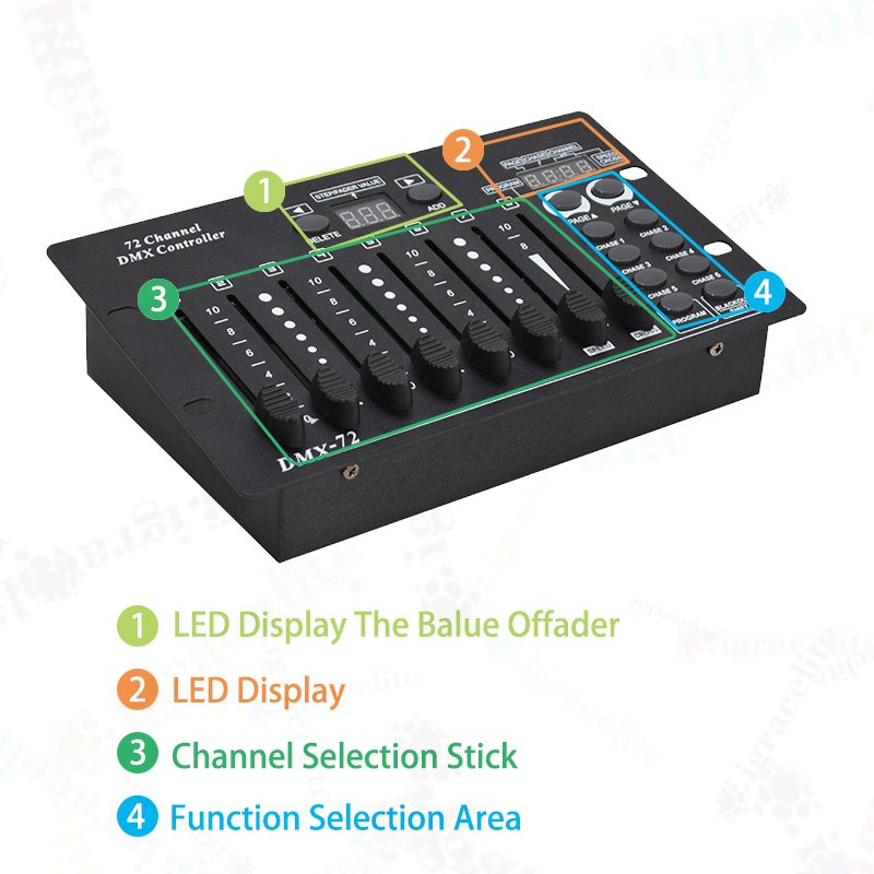 Igracelite Portable Mini Dmx 512 Controller 72 Channel Dmx Console
