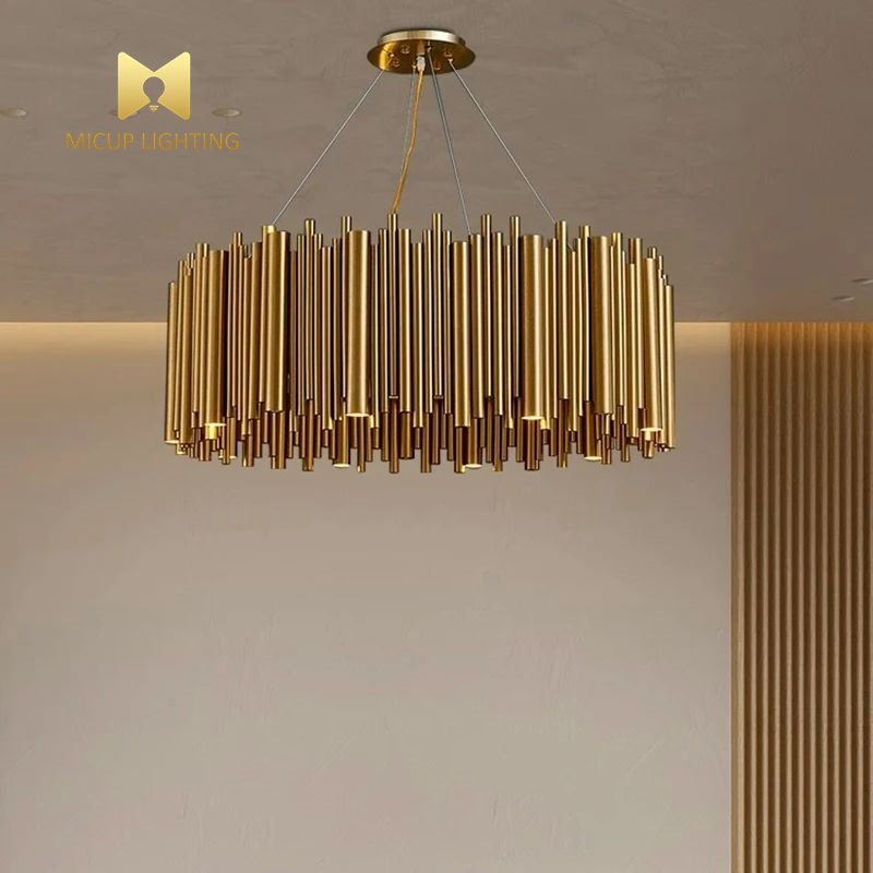 Golden Living Room Chandelier Designer Postmodern Style Villa Retro Modern Minimalist Ambience Chandelier