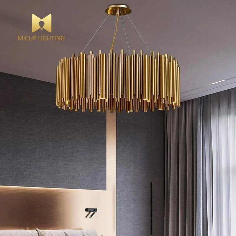 Golden Living Room Chandelier Designer Postmodern Style Villa Retro Modern Minimalist Ambience Chandelier