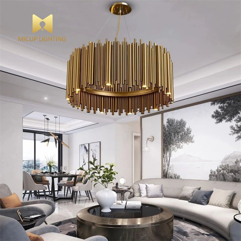 Golden Living Room Chandelier Designer Postmodern Style Villa Retro Modern Minimalist Ambience Chandelier
