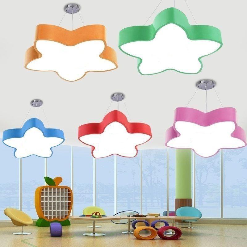Colorful Five-pointed Star Kindergarten Chandelier Daycare Lighting Star Pendant Light Children's Classroom Led Pendant Lamp