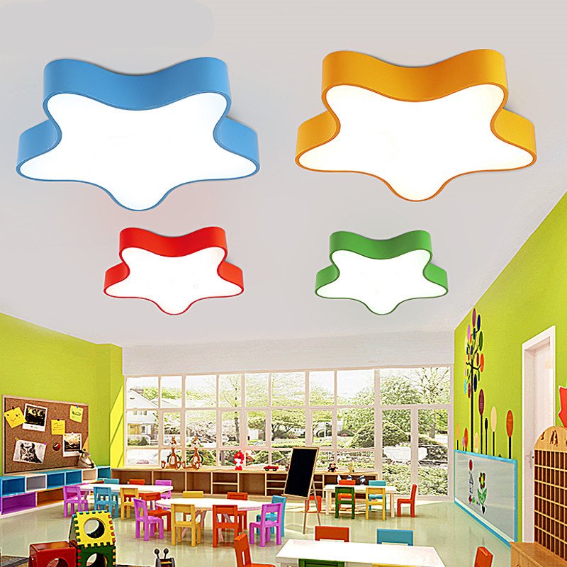 Colorful Five-pointed Star Kindergarten Chandelier Daycare Lighting Star Pendant Light Children's Classroom Led Pendant Lamp