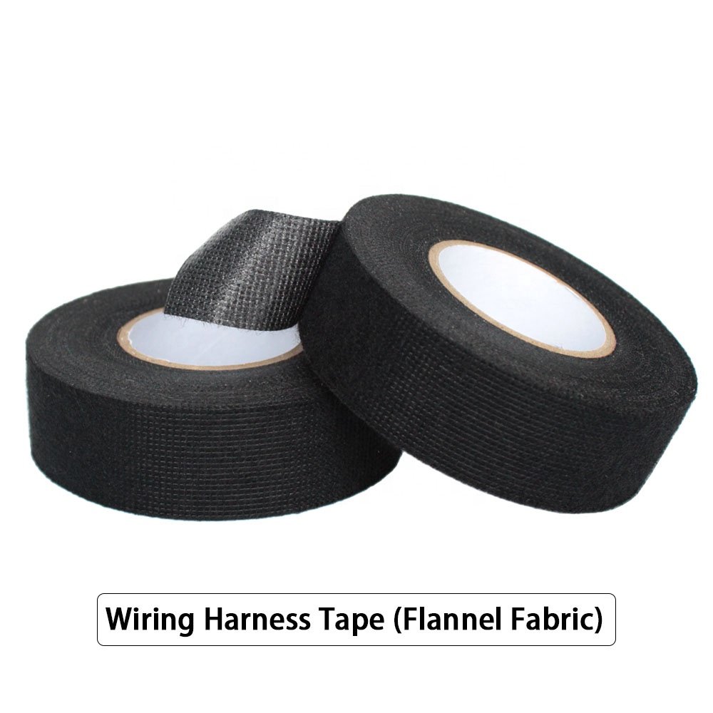 2- Flannel Fabric PET Fleece Polyester Cloth PVC Film Auto Car Engine Wiring Wrapping Automotive Wire Harness Self Adhesive Tape