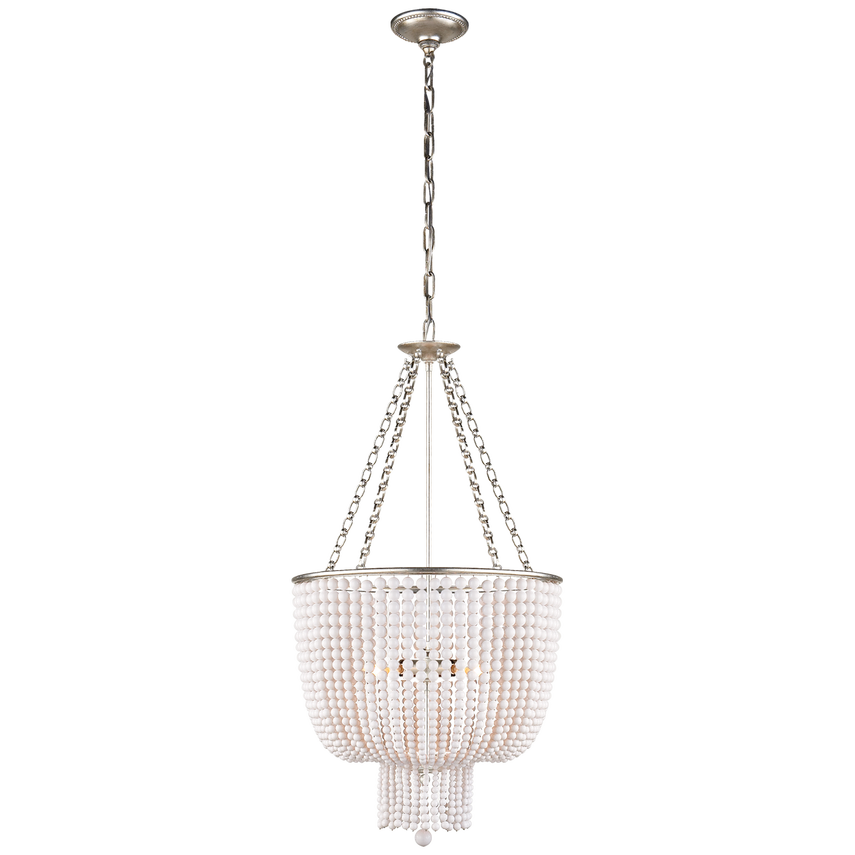 Modern French Brass Two-Tier Hanging Frame 4-Light White Glass Acrylic Beads Ceiling Light Crystal Chandelier for Weddings