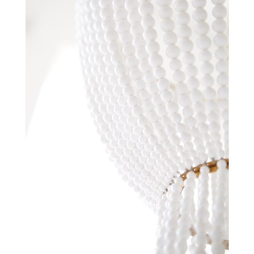 Modern French Brass Two-Tier Hanging Frame 4-Light White Glass Acrylic Beads Ceiling Light Crystal Chandelier for Weddings