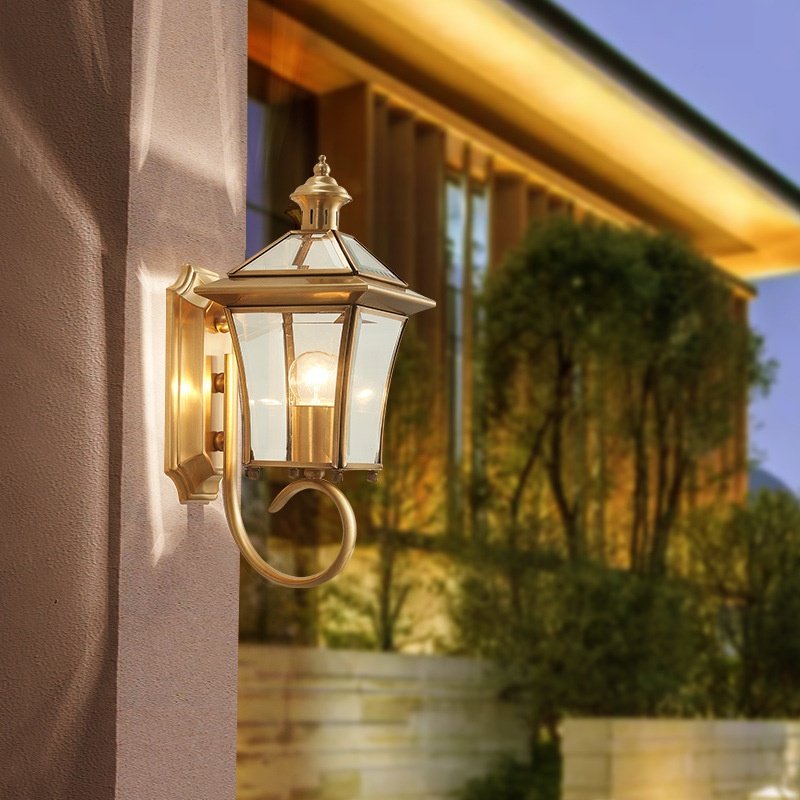 Outdoor Light Fixtures Brass Lamp Wall Mount Wall Lamp Modern Outdoor Waterproof Corridor Garden Light