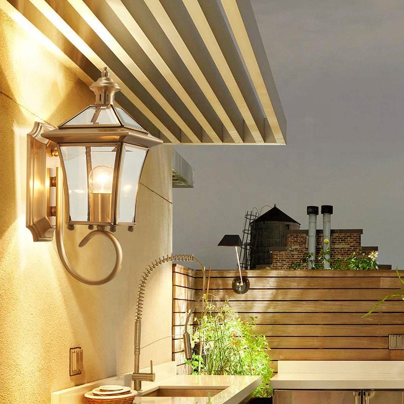 Outdoor Light Fixtures Brass Lamp Wall Mount Wall Lamp Modern Outdoor Waterproof Corridor Garden Light