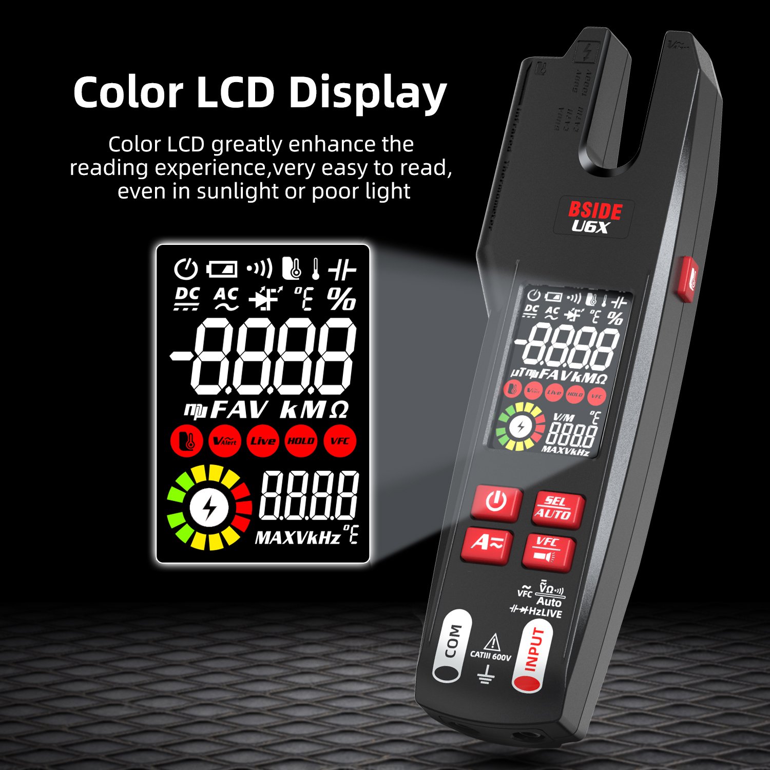Bside U6X Pocket Clamp Tester Auto Smart Digital Bench Type Top Multimeter