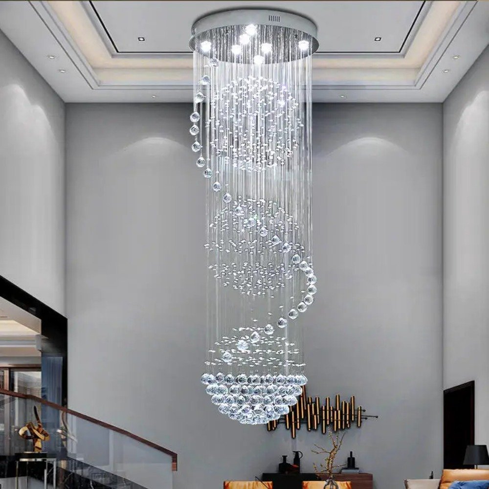 Big Nordic Modern High Ceiling Hotel Pendant Light Lobby Hanging Large Stair Cristal Led Luxury Crystal Chandelier