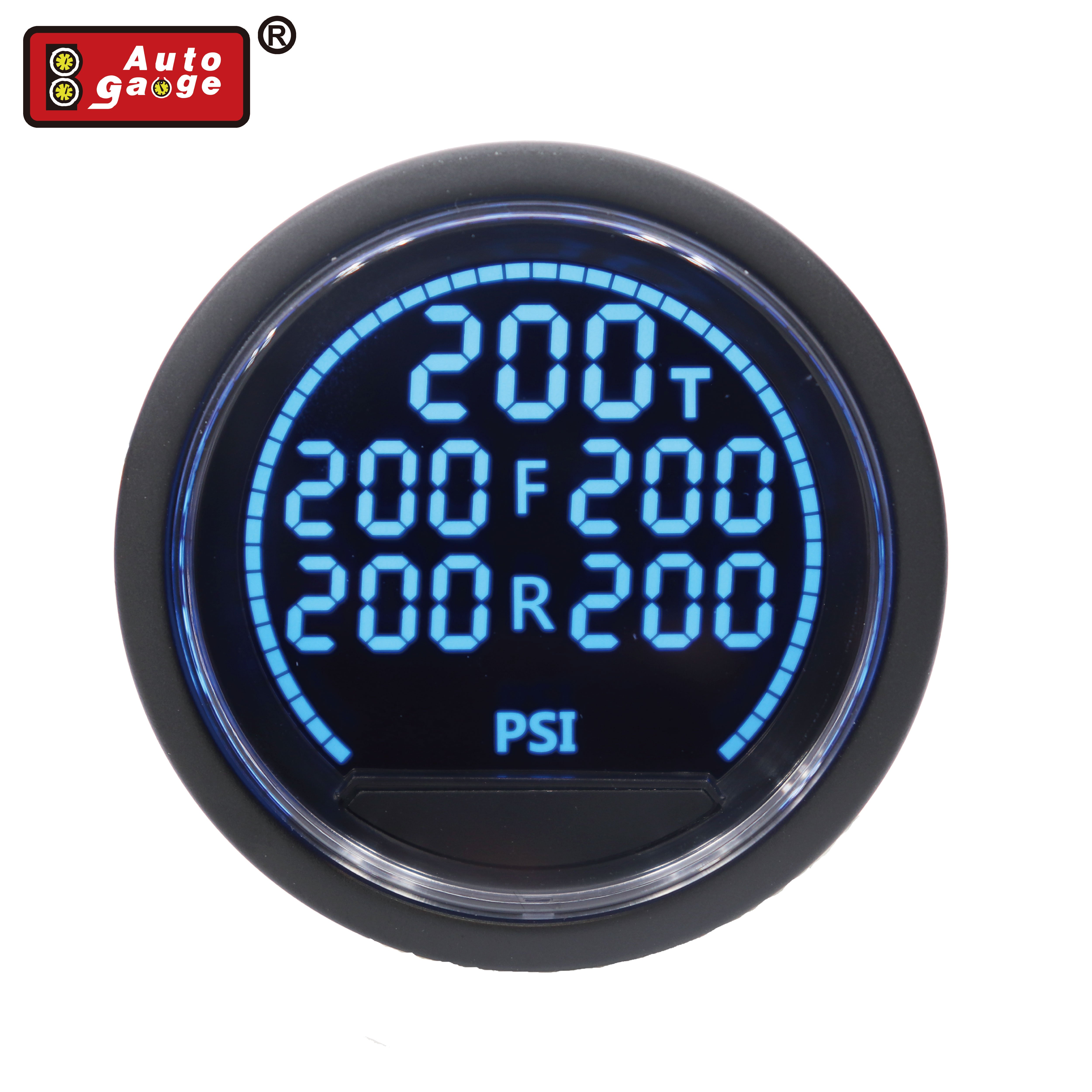 52 mm Black Penta Suspension Digital Air Pressure Gauge Meter Red Blue LCD Display PSI Unit Car Auto Automobile New Condition