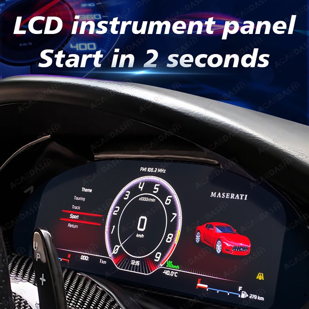 ACARDASH Newest UI Generation 2 LCD Digital Cluster Auto Meter for Maserati Granturismo GT GC 2007-2020 with Carbon Fiber