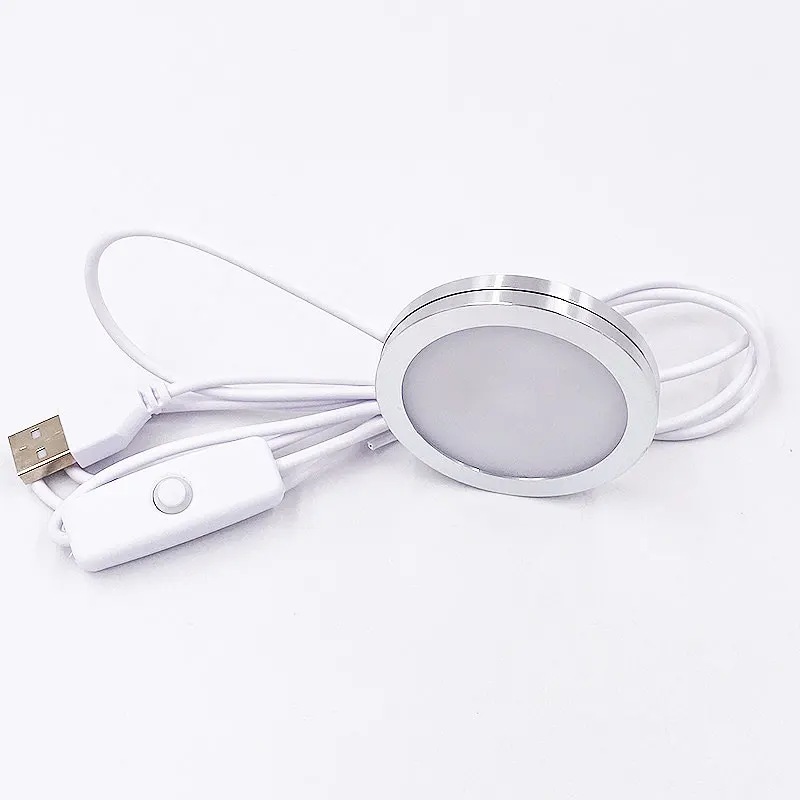LED Spotlight Ultra-thin USB 5V LED Cabinet Mini Lamp with Switch 3w Jewelry Display Ceiling Indoor Downlight Surfaced Mounted