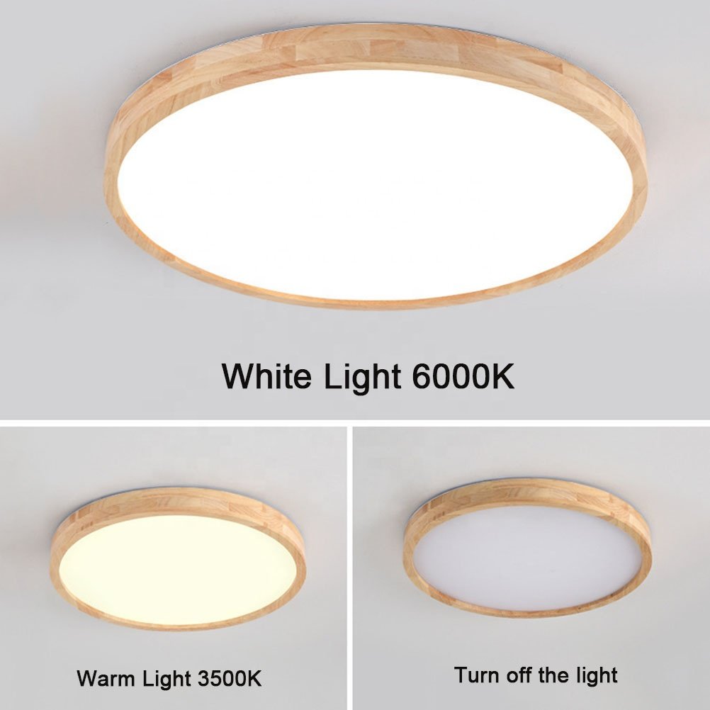 Nordic Living Room Pendant Lighting Chandelier Wood Round Ceiling Lamp for Indoor Home Lighting Bedroom Modern LED Ceiling Light