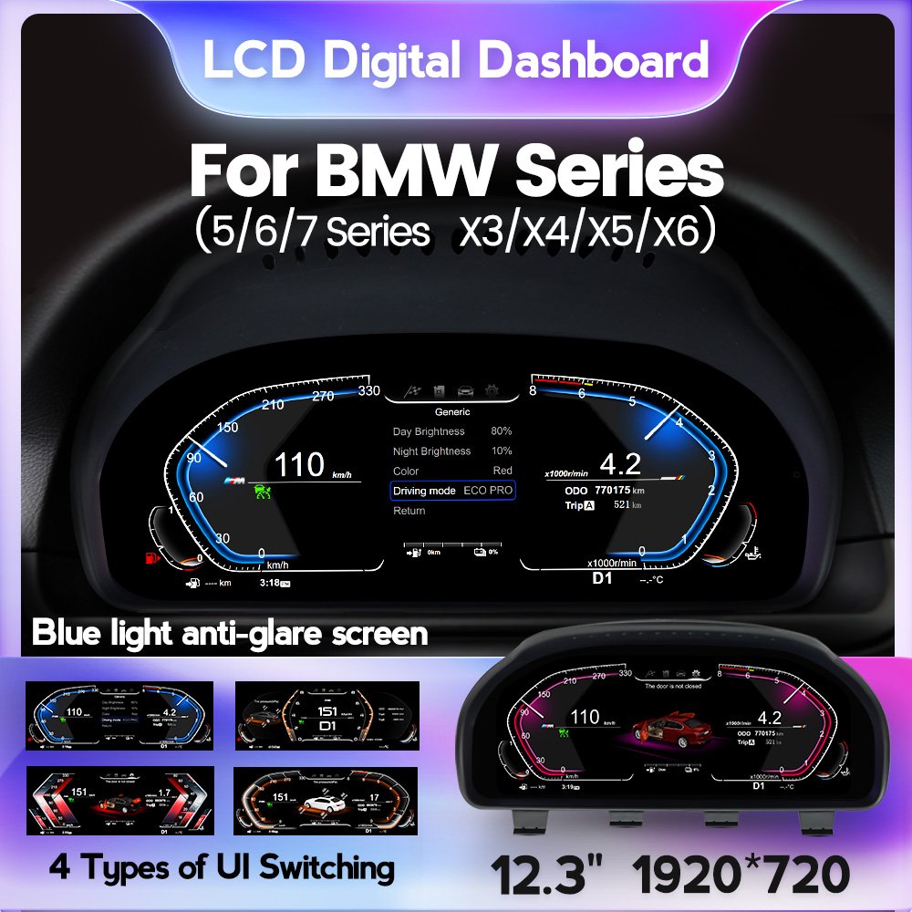 MEKEDE Dashboard Displayer Digital Cluster Instrument Speedometer for BMW 5 Series GT-F07 F10 F11 F18 6 Series F06 F12 F13