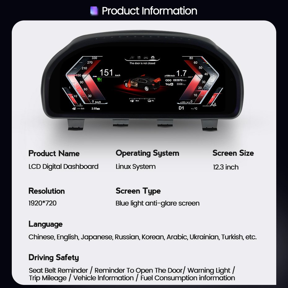 MEKEDE Dashboard Displayer Digital Cluster Instrument Speedometer for BMW 5 Series GT-F07 F10 F11 F18 6 Series F06 F12 F13