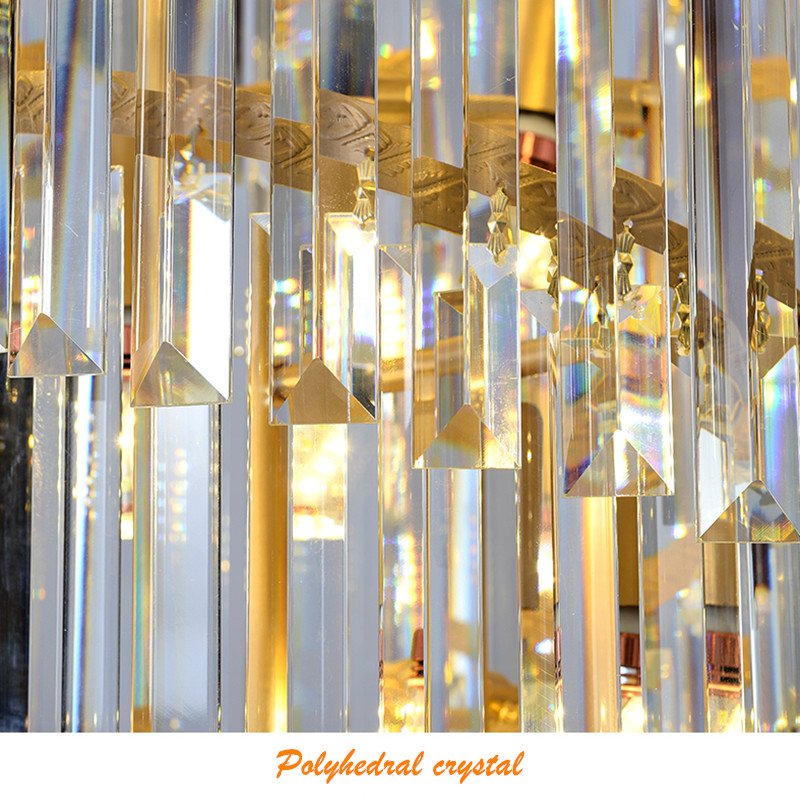 Modern Staircase Long Villa Chain Hanging Lighting Home Decor Gold Crystal Chandelier Lamp