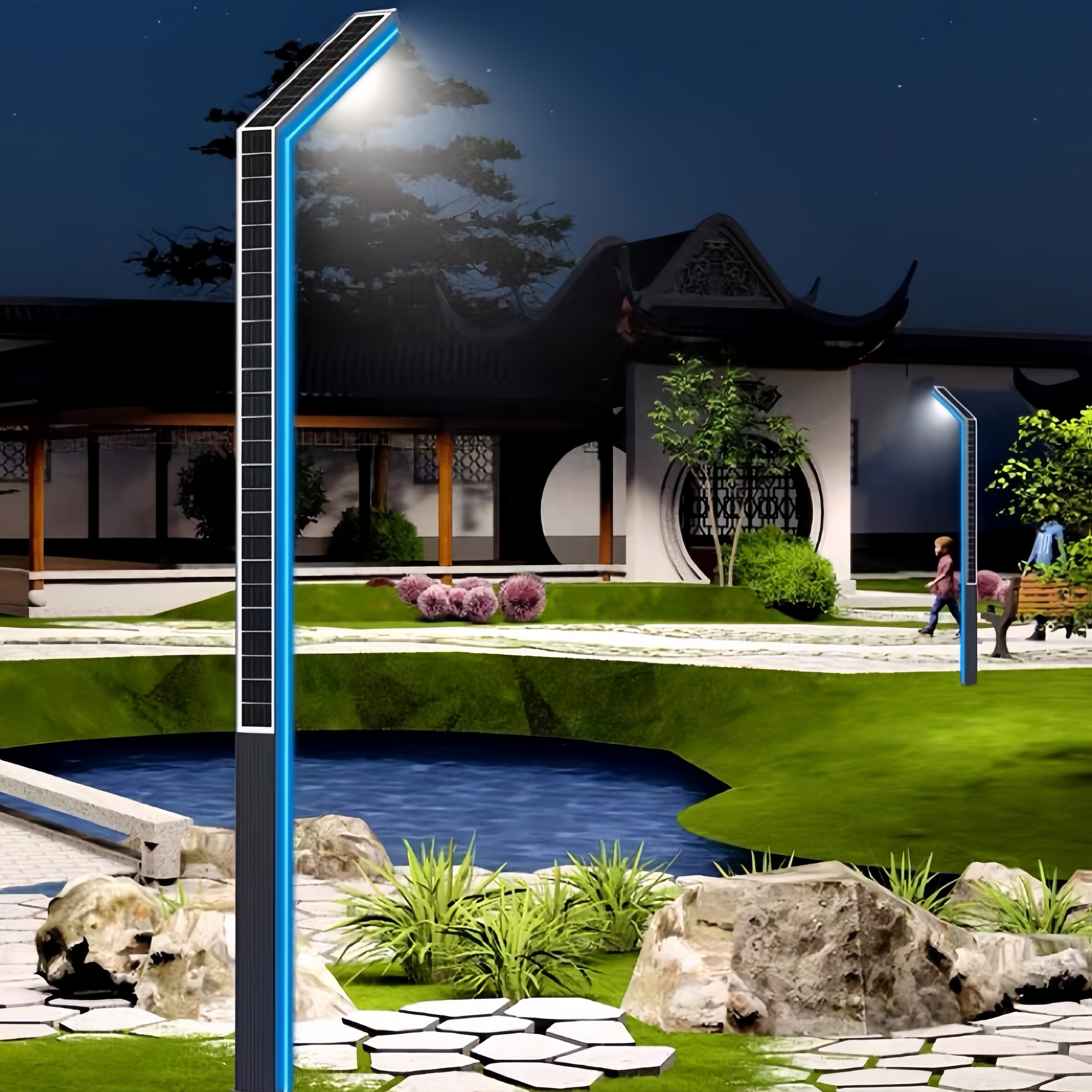 Solar Garden Road Light Pole 3m 4m 5m 6m Single Arm Price Aluminum Alloy Customized Outdoor Light