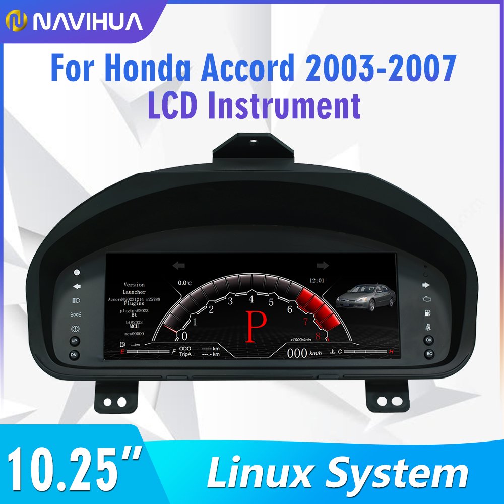 NaviHua New Auto Meter Interior Kit Accessories 10.25 Inch Dashboard Panel Virtual Instrument for Honda Accord 2003 2007