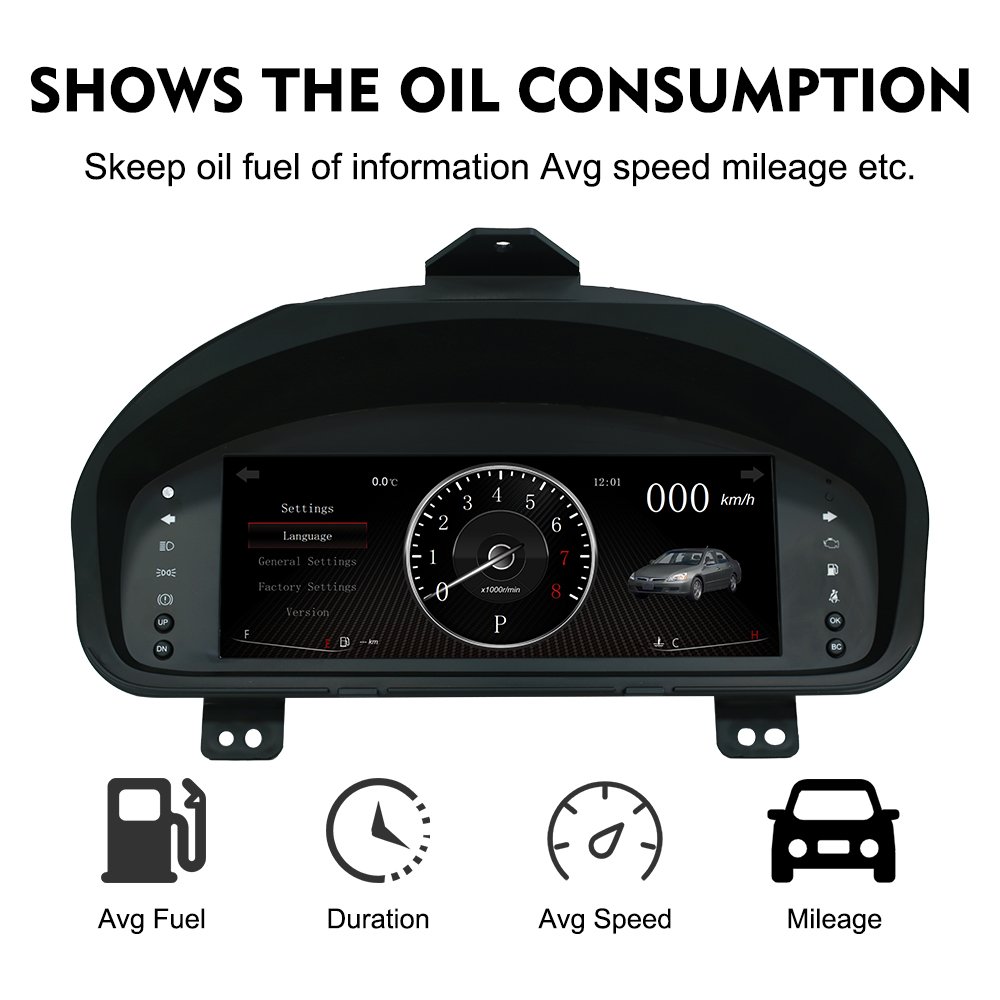 NaviHua New Auto Meter Interior Kit Accessories 10.25 Inch Dashboard Panel Virtual Instrument for Honda Accord 2003 2007