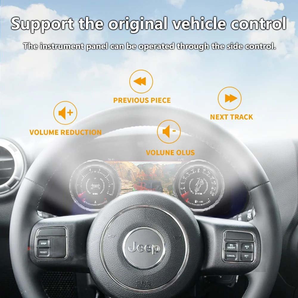 12.3 Inch HD Blue Screen LCD Digital Speedometer GPS Cluster for Jeep Wrangler 2011-2018 Car Dashboard Auto Meter