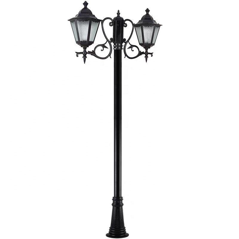 Factory Cheap Outdoor Lighting Pole, Garden Landscape Lawn Waterproof IP65 Garden Light Pole, Double Arm Pole Light