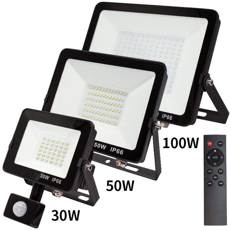 IP66 Waterproof LED Projector Lighting Dusk and Dawn 30W 50W 100W with PIR Motion Sensor Floodlight for Garden RCM SAA CE RoHS