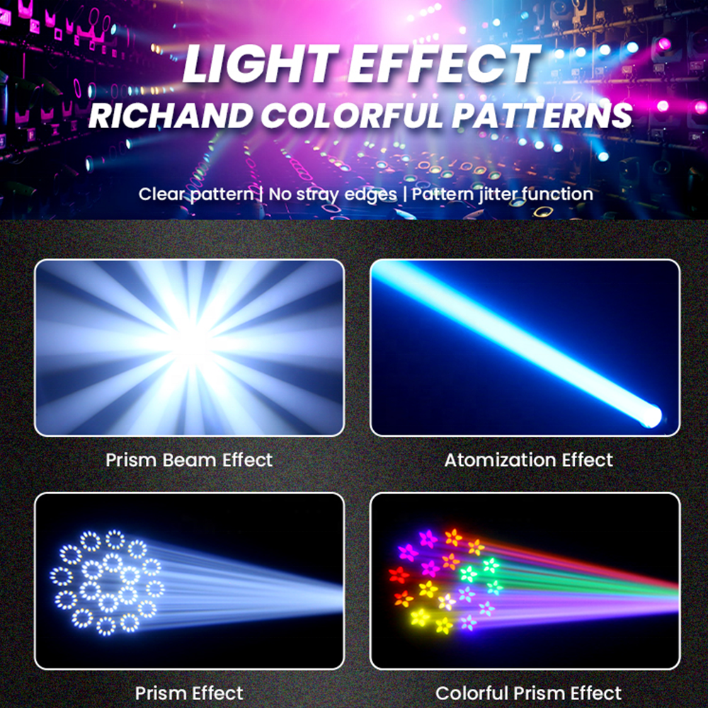 200W Luces Dj Light 18Prism Cabeza Movil LED 200W Beam Spot Moving Head Light RGBW Disco Night Event Club DMX Stage Light