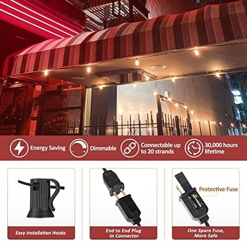 LED ST38 Decoration Garden String Lights Waterproof E12 Vintage Bulbs String Lights for Outdoor Party Patio Party Wedding Yard
