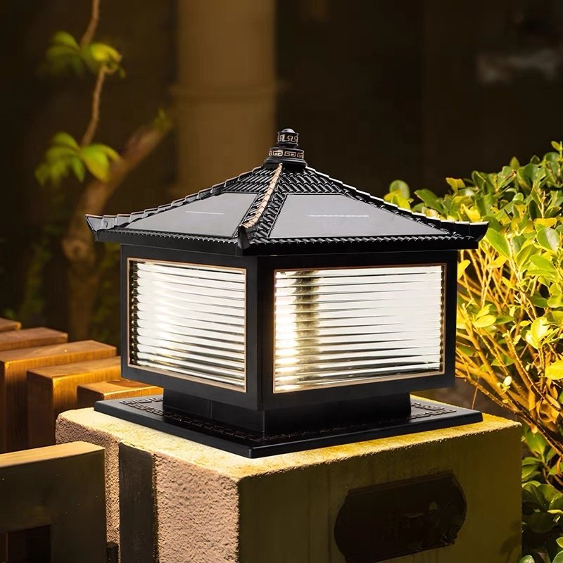 Manufacturer Wholesale Hotel Modern Outdoor Wall Lamp Garden Lighting Glass LED Solar Column Lamp Gate Column Lamp