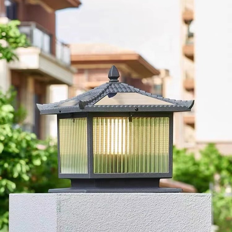 Manufacturer Wholesale Hotel Modern Outdoor Wall Lamp Garden Lighting Glass LED Solar Column Lamp Gate Column Lamp